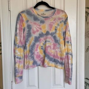 Hollister Tie-Dye Long Sleeve Tee in Pink, Yellow, and blue